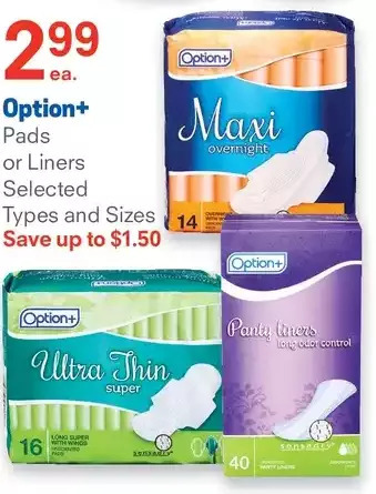 IDA Pharmacy Option+ pads or liners offer