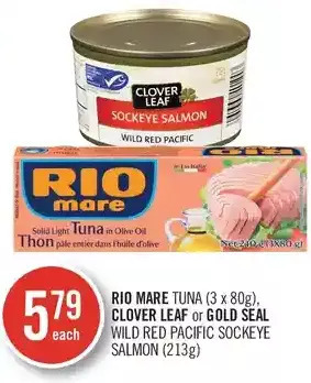 Shoppers Drug Mart Rio mare tuna, clover leaf or gold seal wild red pacific sockeye salmon offer