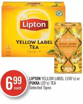 Shoppers Drug Mart Lipton yellow label or pukka tea offer