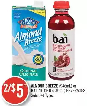 Almond breeze or bai infused beverages