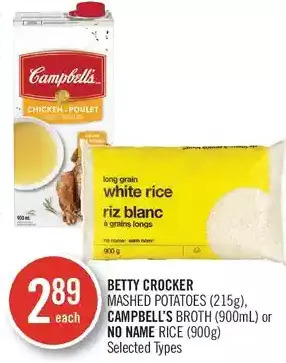 Shoppers Drug Mart Betty crocker mashed potatoes, campbell's broth or no name rice offer