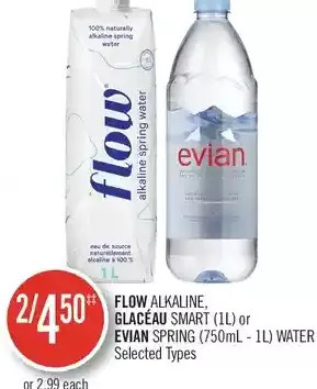 Shoppers Drug Mart Flow alkaline, glacéau smart or evian spring water offer