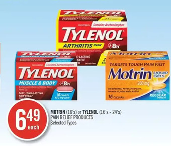 Shoppers Drug Mart Motrin or tylenol pain relief products offer