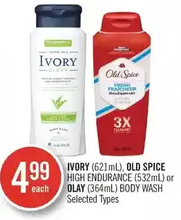 Shoppers Drug Mart Ivory, old spice high endurance or olay body wash offer