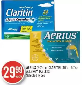 Shoppers Drug Mart Aerius or claritin allergy tablets offer