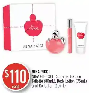 Shoppers Drug Mart Nina ricci gift set contains : body lotion and rollerball offer