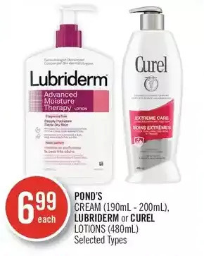 Shoppers Drug Mart Pond's creams, lubriderm or curel lotions offer