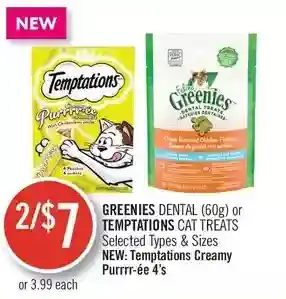 Shoppers Drug Mart Greenies dental or temptations cat treats offer
