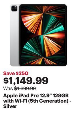 Best Buy Apple ipad pro 12.9" 128gb with wi-fi (5th generation) - silver offer