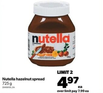 Real Canadian Superstore Nutella hazelnut spread 725g offer