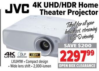 2001 Audio Video Jvc 4k uhd/hdr home theater projector offer