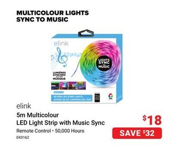 Visions Electronics Elink 5m multicolour led light strip with music sync offer