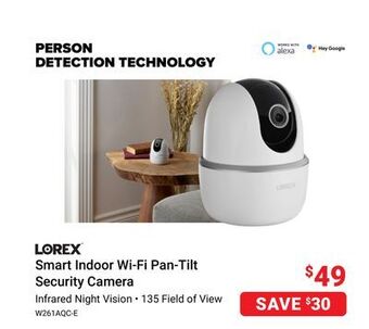 Visions Electronics Lorex smart indoor wi-fi pan-tilt security camera offer