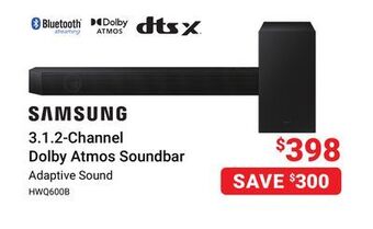 Visions Electronics Samsung 3.1.2-channel dolby atmos soundbar offer