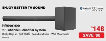 Visions Electronics Hisense 2.1-channel soundbar system offer