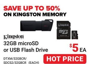 Visions Electronics Kingston 32gb microsd or usb flash drive offer