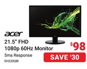 Visions Electronics Acer 21.5" fhd 1080p 60hz monitor offer