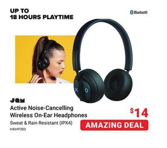 Visions Electronics Jam active noise-cancelling wireless on-ear headphones offer