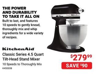 Visions Electronics Kitchenaid classic series 4.5 quart tilt-head stand mixer offer