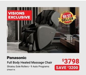 Visions Electronics Panasonic full body heated massage chair offer