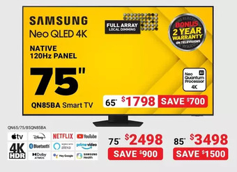 Visions Electronics Samsung neo qled 4k smart tv 75" offer
