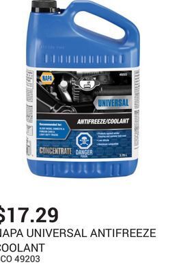 NAPA Auto Parts Universal antifreeze coolant offer