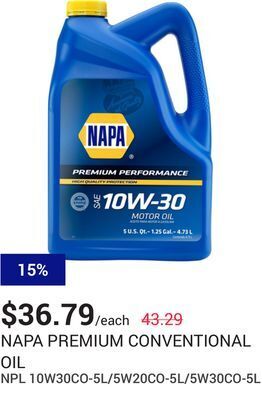 NAPA Auto Parts Conventional oil offer