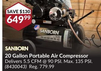 Princess Auto 20 gallon portable air compressor offer
