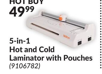 Princess Auto 5-in-1 hot and cold laminator with pouches offer