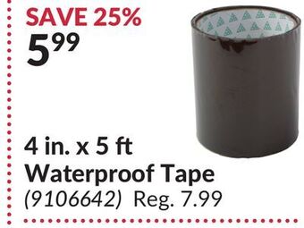 Princess Auto 4 in. x 5 ft waterproof tape offer