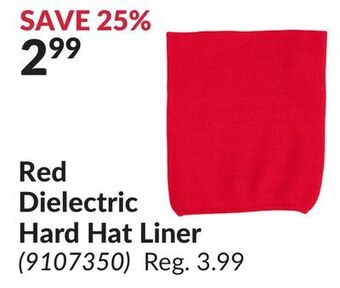 Princess Auto Red dielectric hard hat liner offer