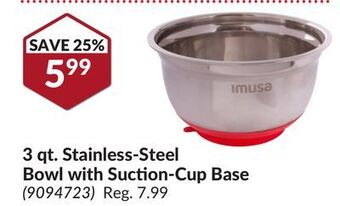 Princess Auto 3 qt. stainless-steel bowl with suction-cup base offer
