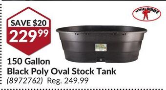 Princess Auto 150 gallon black poly oval stock tank offer