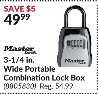 Princess Auto Master lock 3-1/4 in. wide portable combination lock box offer