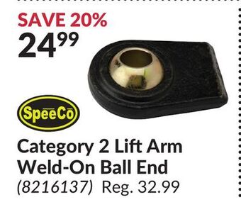 Princess Auto Speeco category 2 lift arm weld-on ball end offer