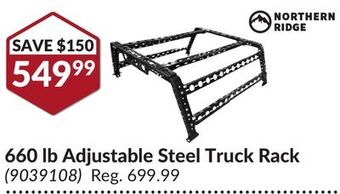 Princess Auto Northern ridge 660 lb adjustable steel truck rack offer