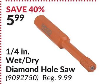 Princess Auto 1/4 in. wet/dry diamond hole saw offer