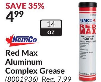 Princess Auto Nemco red max aluminum complex grease offer