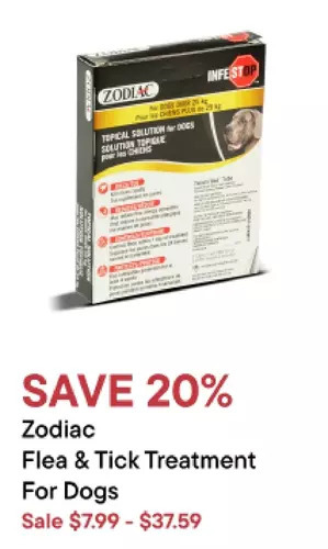 Petvalu Zodiac flea & tick treatment for dogs offer