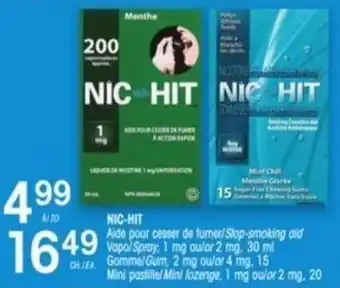 Uniprix NIC-HIT stop-smoking aid vapo/spray 30ml Gomme/Gum 2mg/4mg,15 mini pastille/mini lozenge 1mg/2mg, 20 price offer