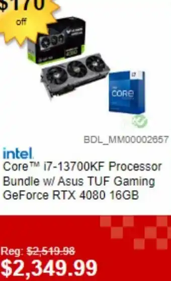 Memory Express intel core i7-13700KF processor bundle w/ Asus TUF gaming Geforce RTX 4080 16GB offer