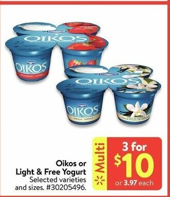 Walmart Oikos or Light & Free Yogurt offer