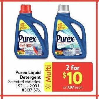 Walmart Purex Liquid Detergent offer