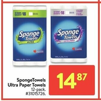 Walmart SpongeTowels Ultra Paper Towels offer