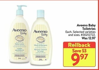 Walmart Aveeno Baby Toiletries offer
