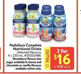 Walmart PediaSure Complete Nutritional Drinks offer