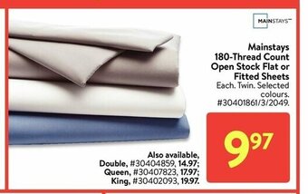 Walmart Mainstays 180-Thread Count Open Stock Flat offer