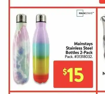 Walmart Mainstays Stainless Steel Bottles 2-Pack offer
