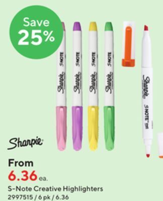 Staples Sharpie s-note creative highlighters offer