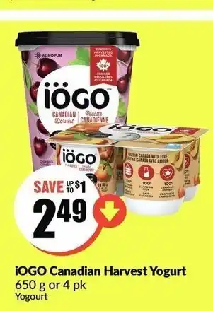 FreshCo iOGO Canadian Harvest Yogurt offer